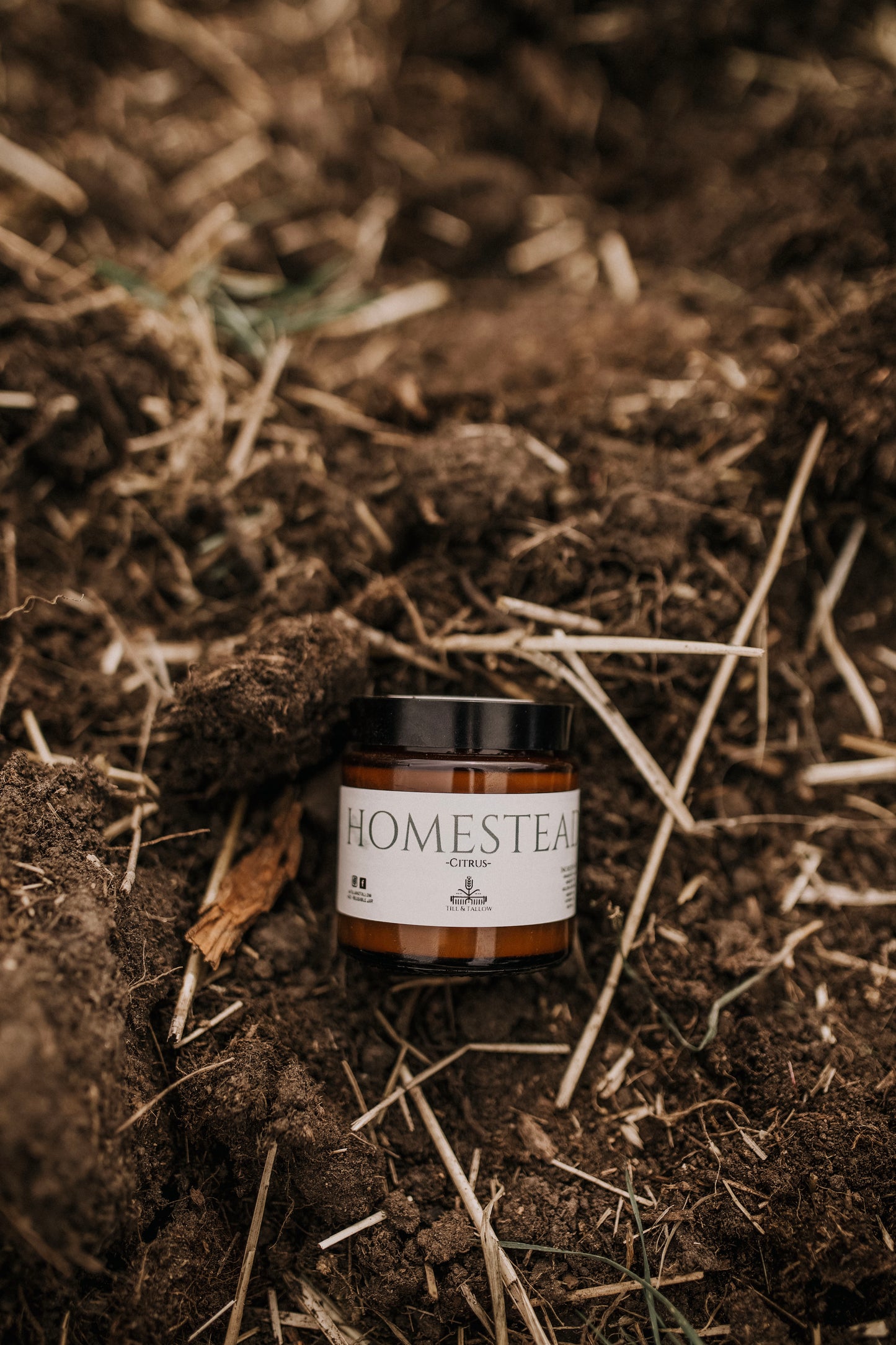 Till & Tallow Homestead Belly Butter in dirt, handcrafted in Alberta